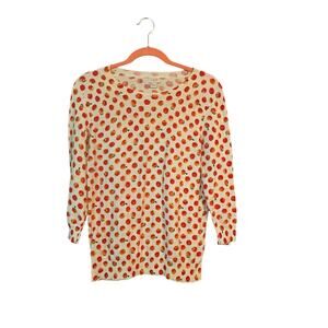 J Crew Factory Crew Neck Sweater M Peaches 3/4 Sleeve 100% Cotton Preppy Casual